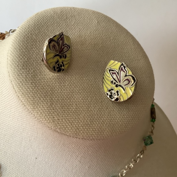 Vintage Y2K Butterfly Clip On Earrings& Handmade Gorgeous Necklace - Picture 5 of 15